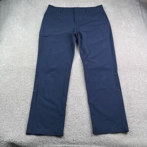 Eddie Bauer Pants Women 18 Blue Cargo Roll Up Outdoor Hiking Lightweight